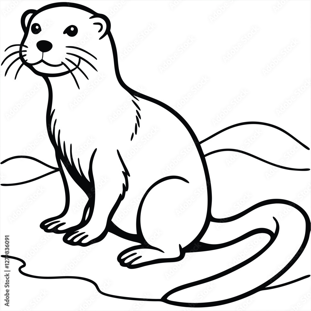Obraz premium Beautiful otter vector art illustration