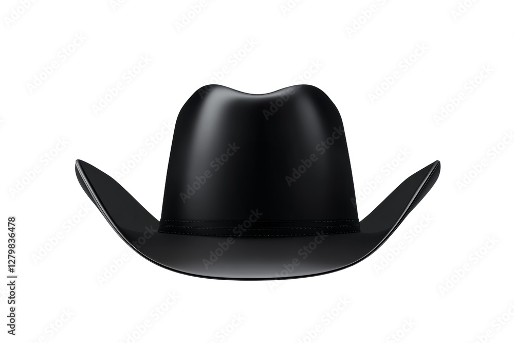 Black cowboy hat with a black band, isolated Black cowboy hat with a black band, isolated