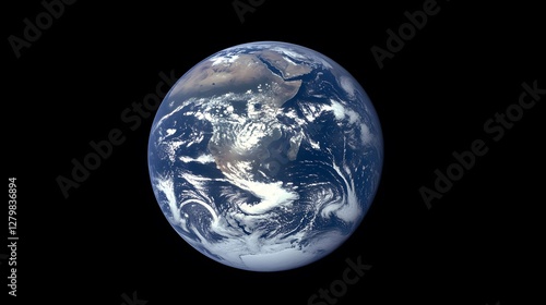 Stunning view of Earth from space, showcasing swirling clouds, vast oceans, and landmasses.