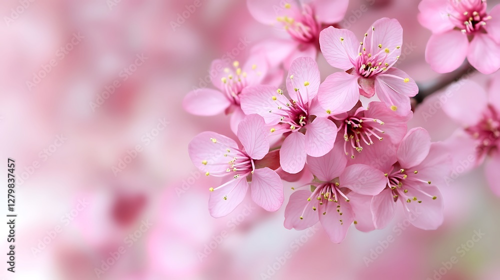 Close up of delicate pink cherry blossoms in soft focus Close up of delicate pink cherry blossoms in soft focus