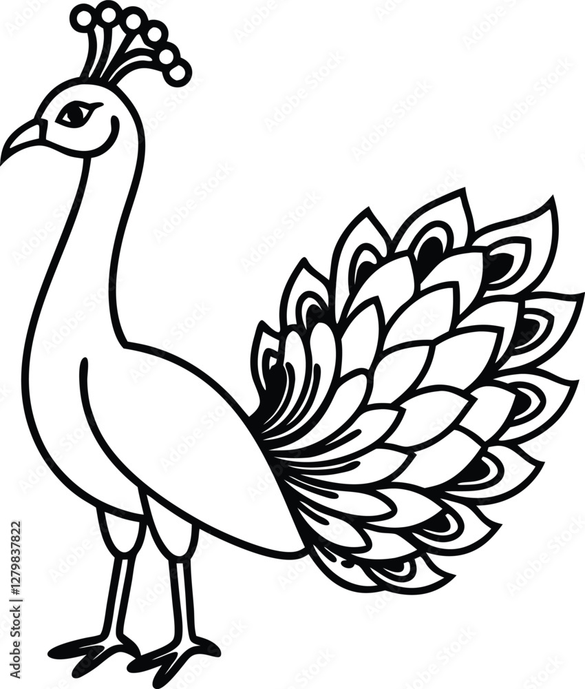 Beautiful peacock in front of white background vector art illustration Beautiful peacock in front of white background vector art illustration