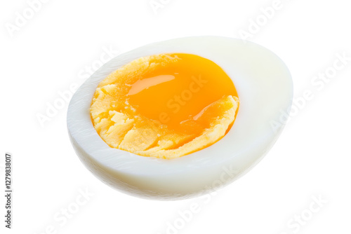 Half-eaten egg with a yellow yolk, isolated