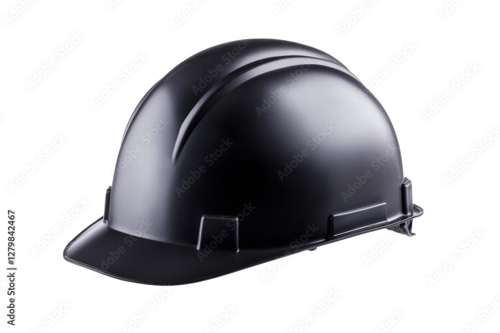 Black hard hat with a white stripe, isolated Black hard hat with a white stripe, isolated