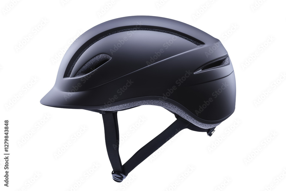 Fototapeta premium Black helmet with a black strap, isolated