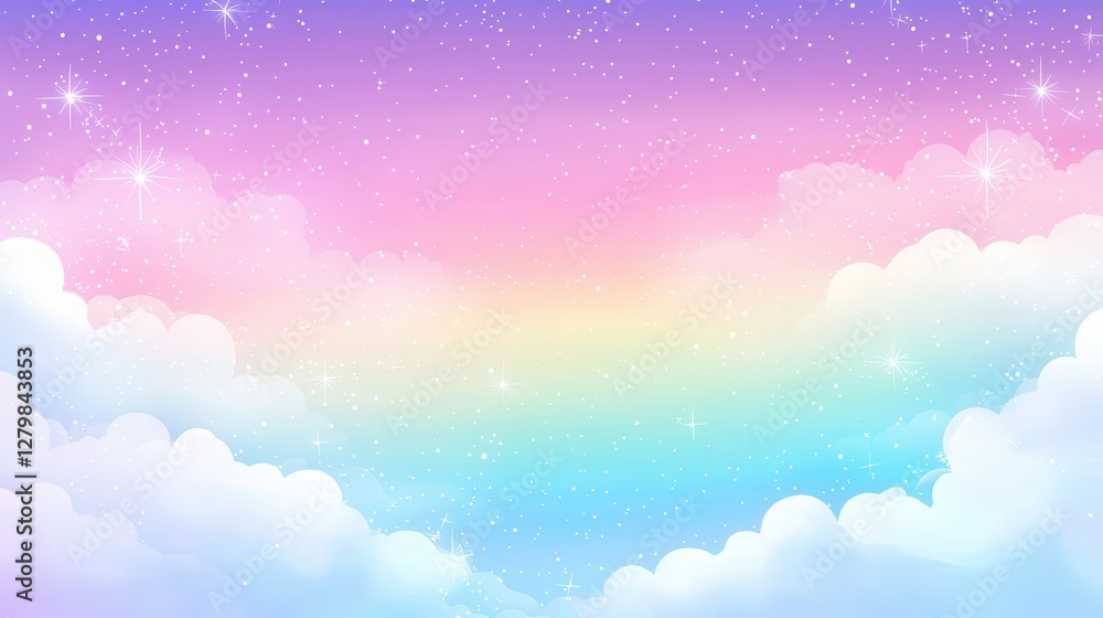 Dreamy pastel sky with clouds and sparkling stars for illustrations Dreamy pastel sky with clouds and sparkling stars for illustrations