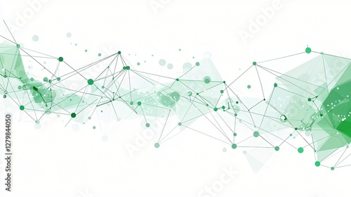 Abstract green network connection, digital data flow, technology background, website banner
