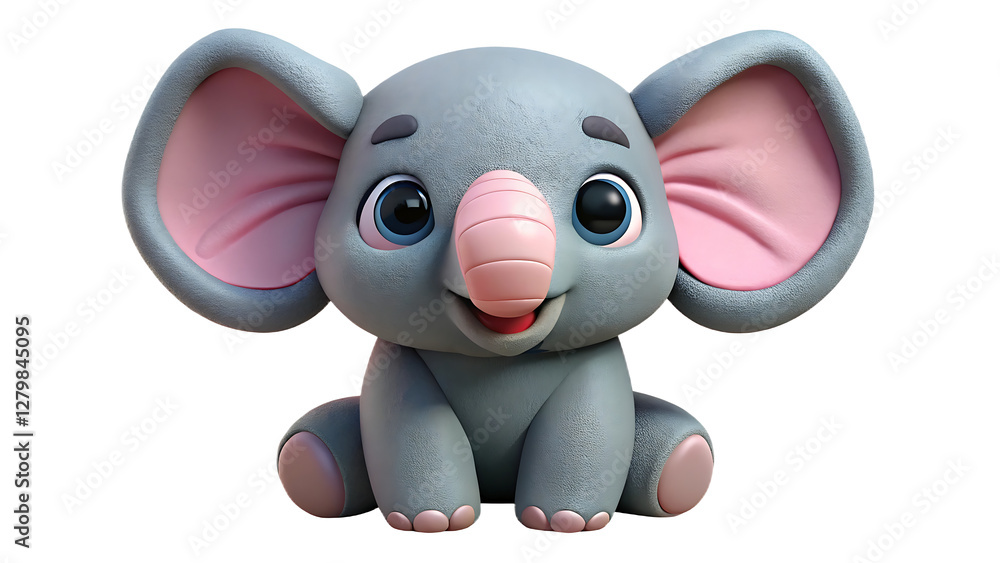 Adorable Baby Elephant Plush Toy with Big Ears and Gray Fur Adorable Baby Elephant Plush Toy with Big Ears and Gray Fur