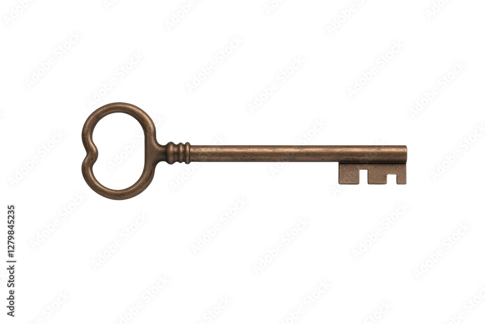 Key with a gold handle and a silver top, isolated Key with a gold handle and a silver top, isolated