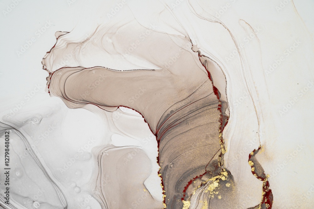 Obraz premium Original artwork photo of marble ink abstract art. High resolution photograph from exemplary original painting. Abstract painting was painted on HQ paper texture to create smooth marbling pattern.