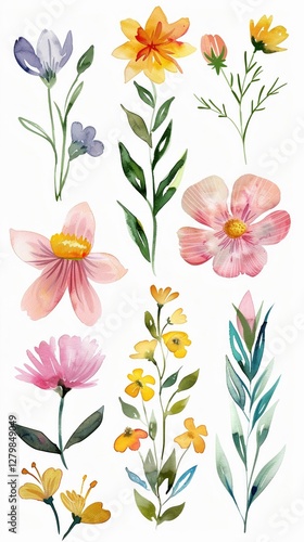 Wallpaper Mural A set of watercolor flowers each labeled with a verse about growth or beauty from the Bible Torontodigital.ca