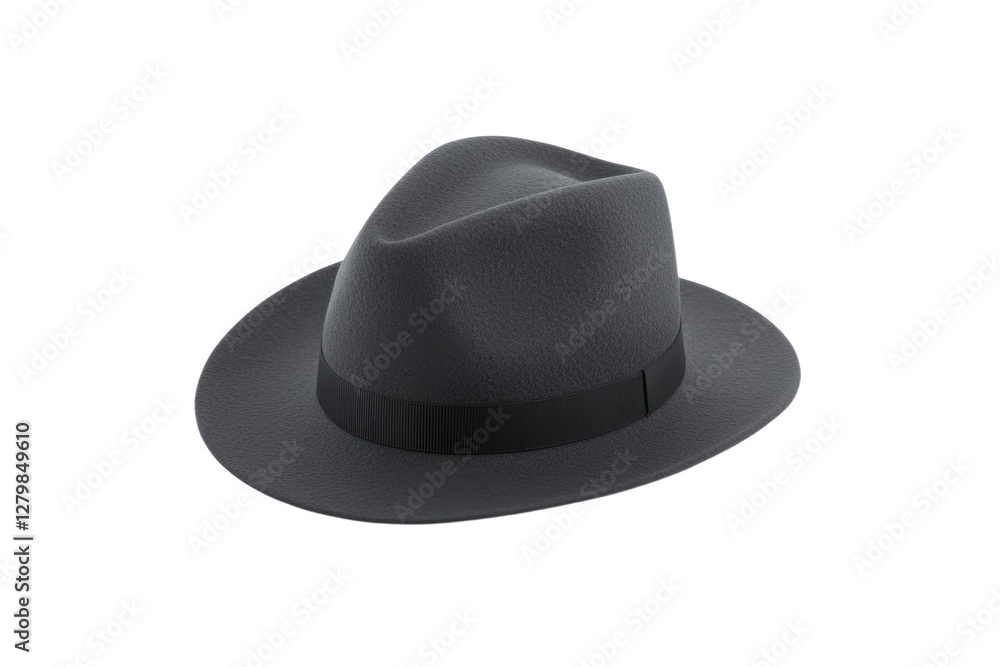 Black hat with a black ribbon around the base, isolated Black hat with a black ribbon around the base, isolated