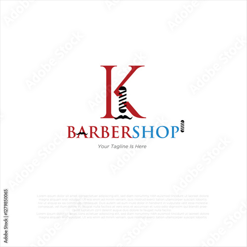 Letter K barbershop logo design vector illustration idea