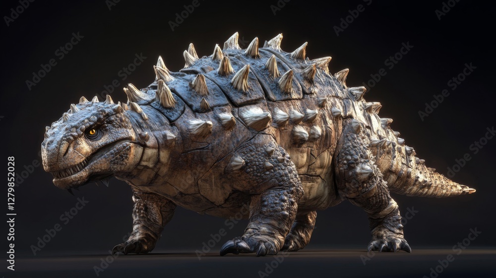 Naklejka premium Powerful Armored Dinosaur Digital 3D Render
