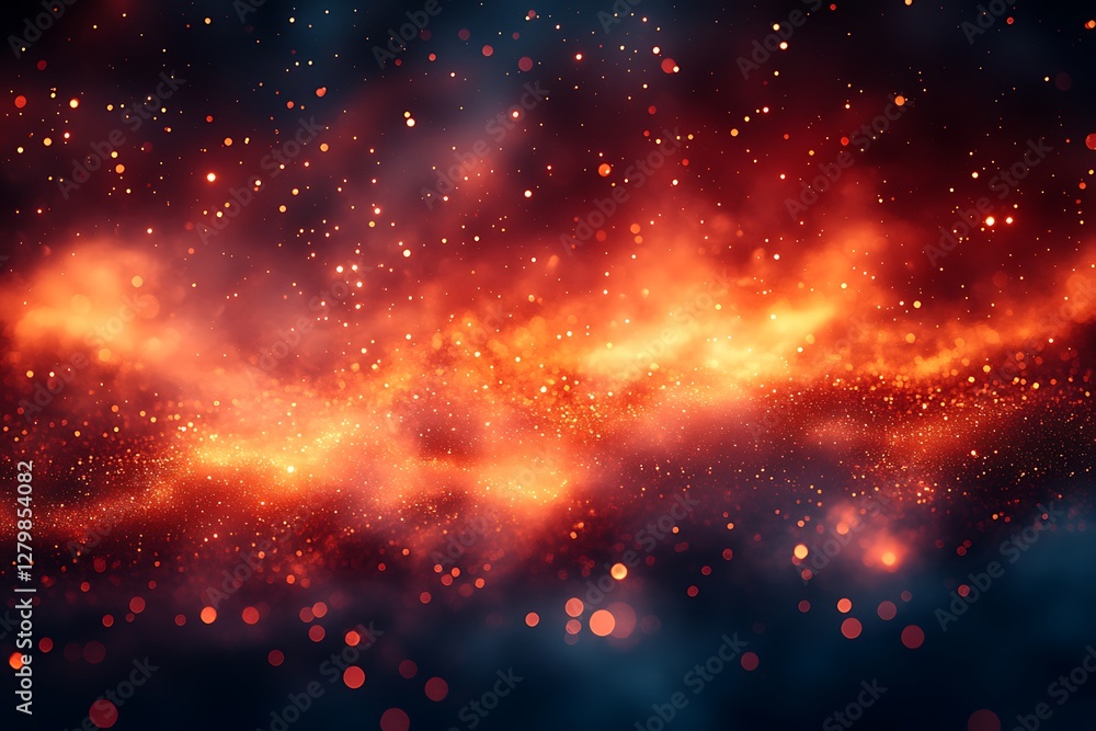 Fototapeta premium Fiery abstract background with sparks and stars. Fantasy fractal texture.