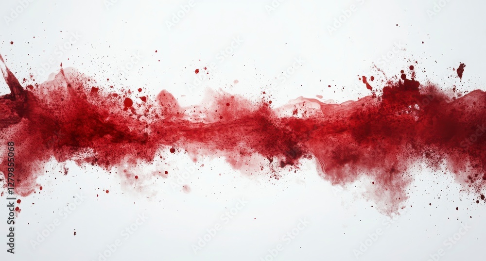 Abstract Red Paint Splatter on White Background in Artistic Style Abstract Red Paint Splatter on White Background in Artistic Style