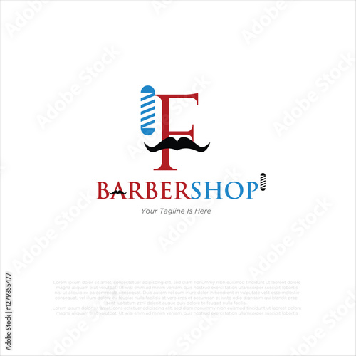 Letter f barbershop logo design vector illustration idea