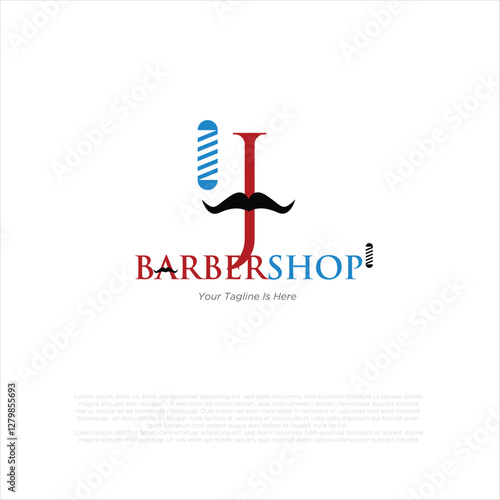 Letter j barbershop logo design vector illustration idea