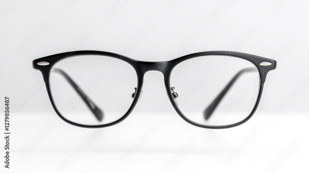 Fototapeta premium Black eyeglasses on white background, eyewear product shot