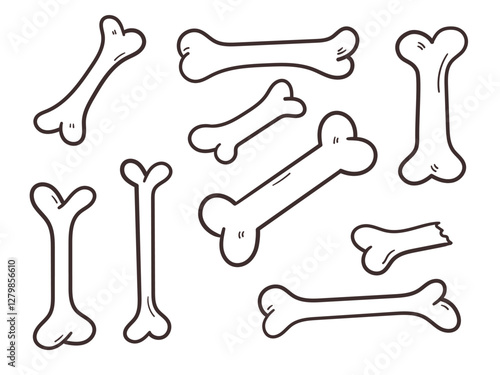Set of hand drawn doodle bone for dogs, line bone icon