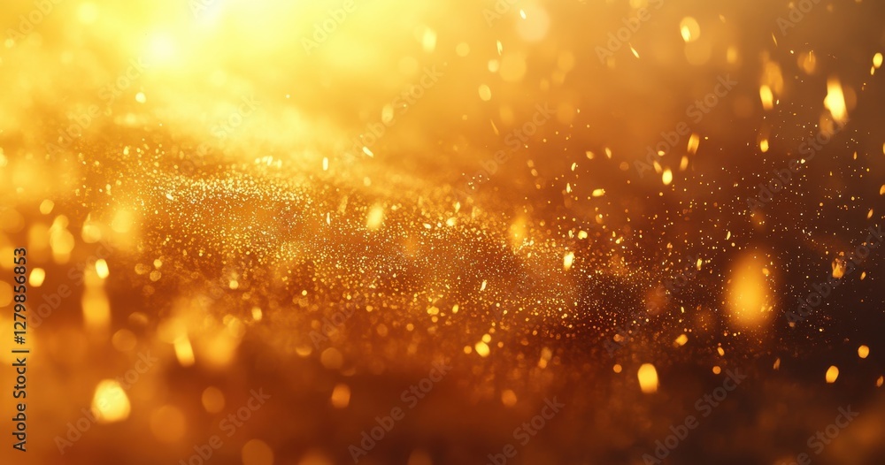 Obraz premium Glowing golden particles on a soft gradient background creating a magical ambiance in a dreamy atmosphere with shimmering light effects