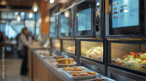 Cafeteria food service line, buffet, restaurant photo