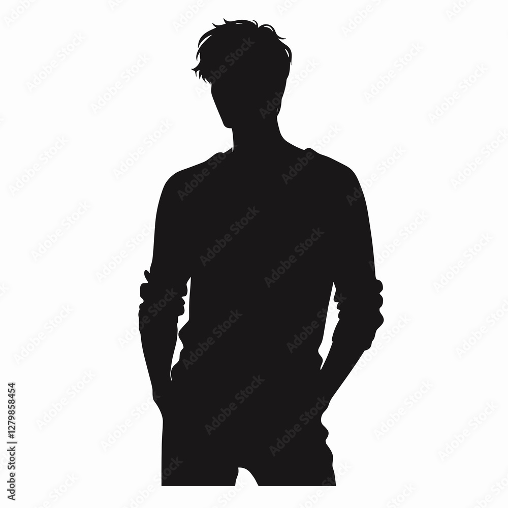 Man Standing Casually, Contemplative Moment Man Standing Casually, Contemplative Moment