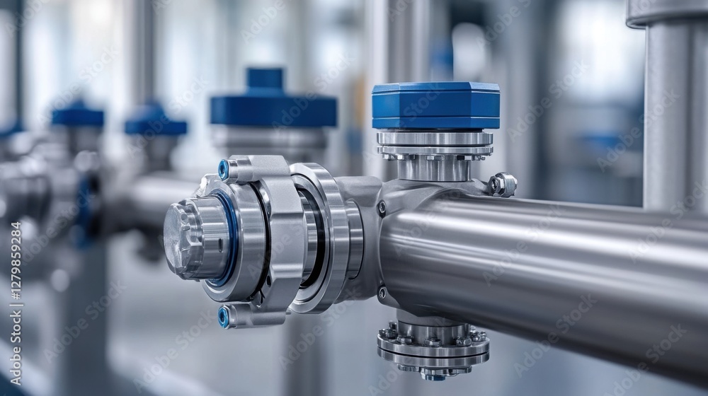Precision Valve and Pipe Connection in Industrial Facility for Manufacturing and Process Control Precision Valve and Pipe Connection in Industrial Facility for Manufacturing and Process Control