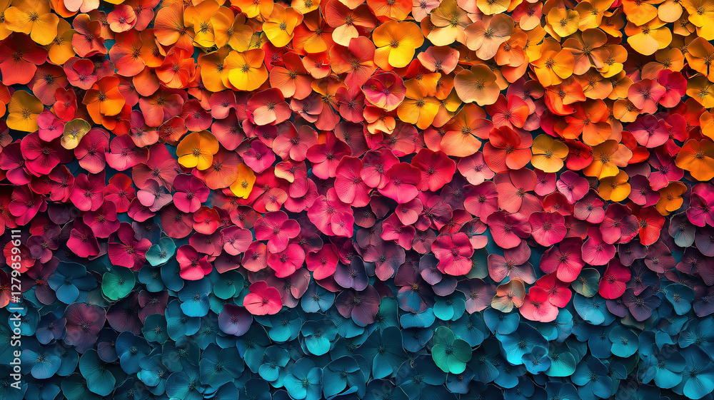 A beautiful blend of multi-colored flowers arranged in a seamless wall pattern A beautiful blend of multi-colored flowers arranged in a seamless wall pattern