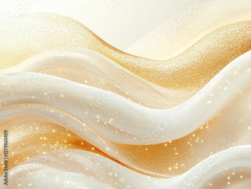 Wallpaper Mural Luxurious golden and white silk waves with sparkling glitter creating a mesmerizing texture perfect for elegant backgrounds and design projects Torontodigital.ca