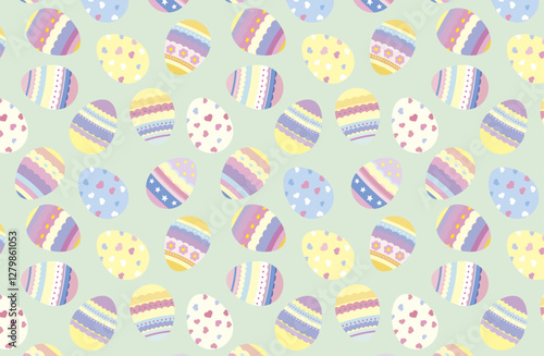 Seamless pattern of pastel-colored Easter eggs_green