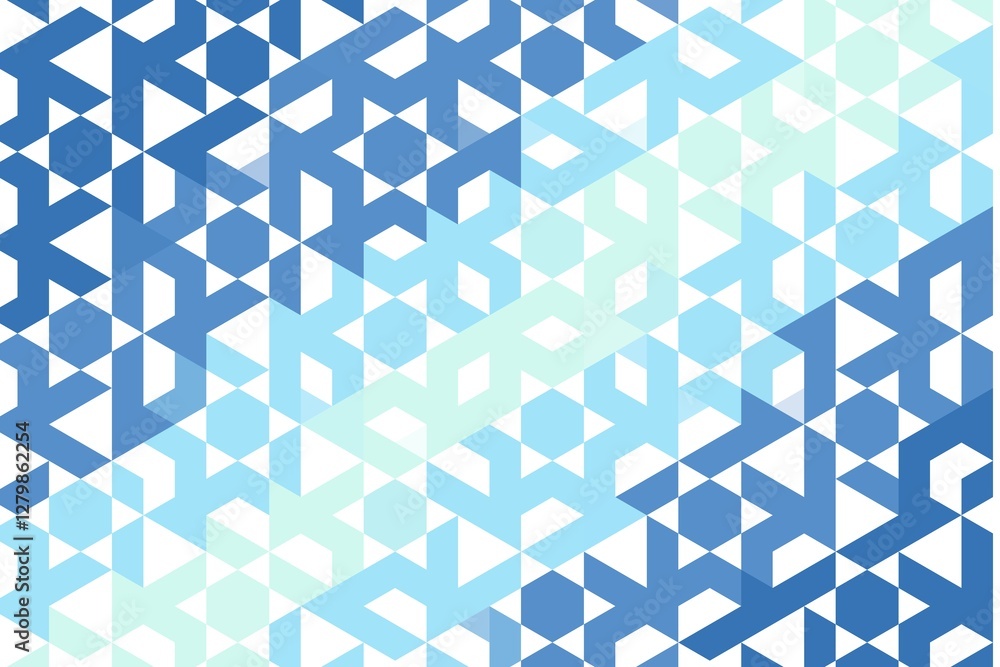 Fototapeta premium Blue mint triangular geometric pattern with structured abstract triangle mosaic. Futuristic design concept