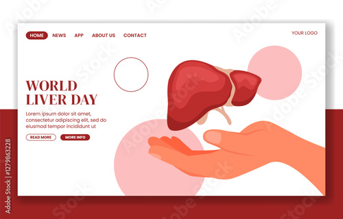 Flat Cartoon World Liver Day Social Media Landing Page Graphic Design Template