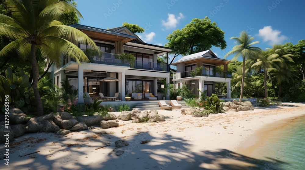 Elegant Tropical Beachfront Paradise sea Elegant Tropical Beachfront Paradise sea