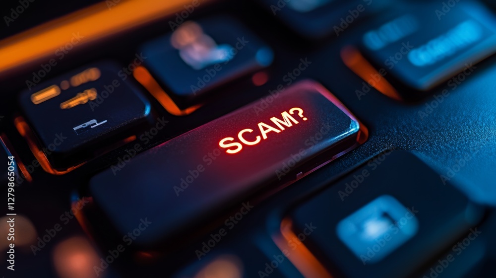 Unmasking Deception: Warning Light on Keyboard Key for Online Scam Awareness