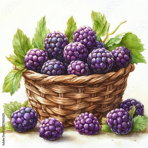 Wallpaper Mural Dark Purple Blackberries in Woven Basket Torontodigital.ca