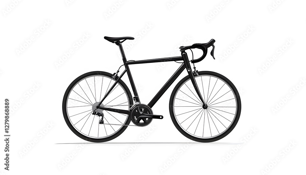 Fototapeta premium Sleek black road bike displayed against a clean white backdrop