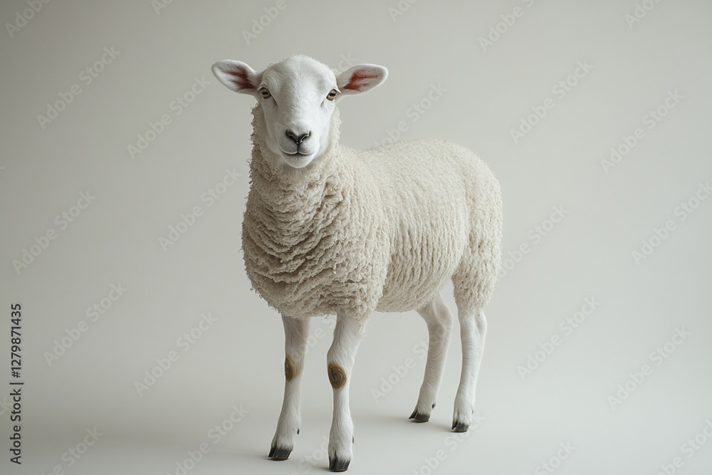 Sheep standing on a white background. Animal front portrait. Sheep standing on a white background. Animal front portrait.