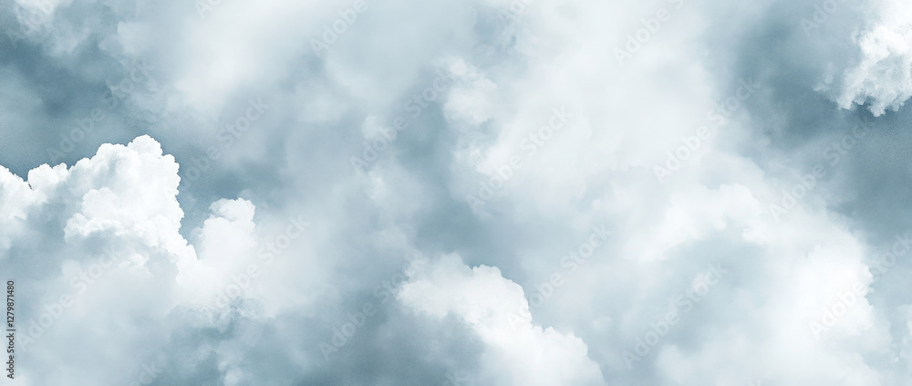 Obraz premium Soft, fluffy clouds in blue sky create serene and tranquil atmosphere, perfect for backgrounds or nature themed designs