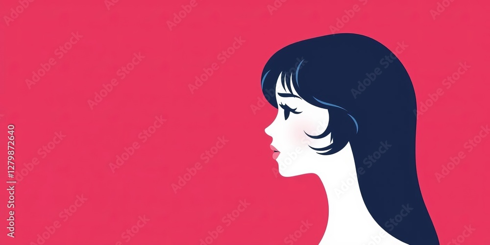 Minimalist flat vector illustration of a female avatar head, girl, digital, minimalistic Minimalist flat vector illustration of a female avatar head, girl, digital, minimalistic