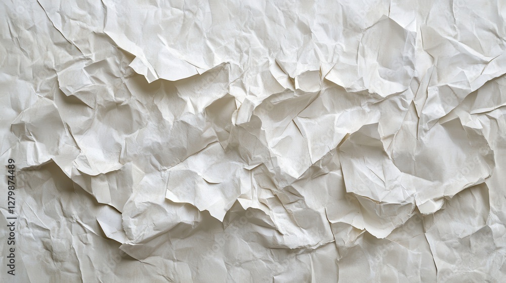 Obraz premium Highly textured, crumpled white paper background. Ideal for adding a distressed or aged feel to designs.