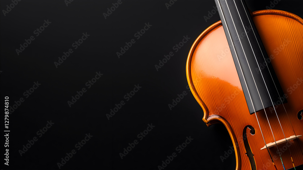 Violin Closeup Macro Black Background Copy Space Violin Closeup Macro Black Background Copy Space