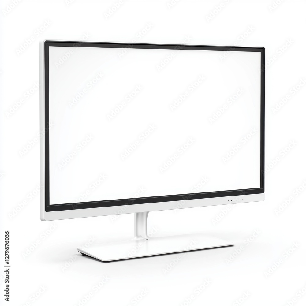 Modern White Computer Monitor Isolated on Clean Background for Technology and Business Concept Modern White Computer Monitor Isolated on Clean Background for Technology and Business Concept