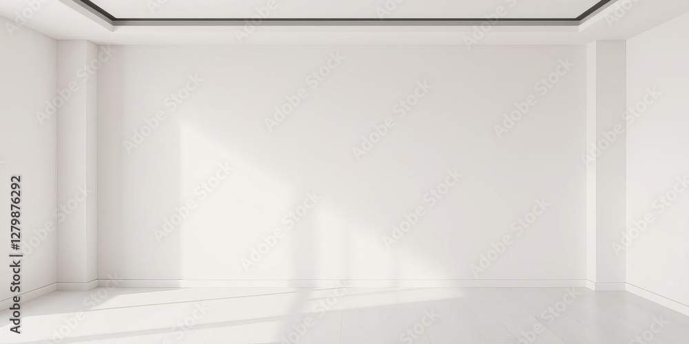 Fototapeta premium Plain white painted wall background with smooth texture, empty, interior, room