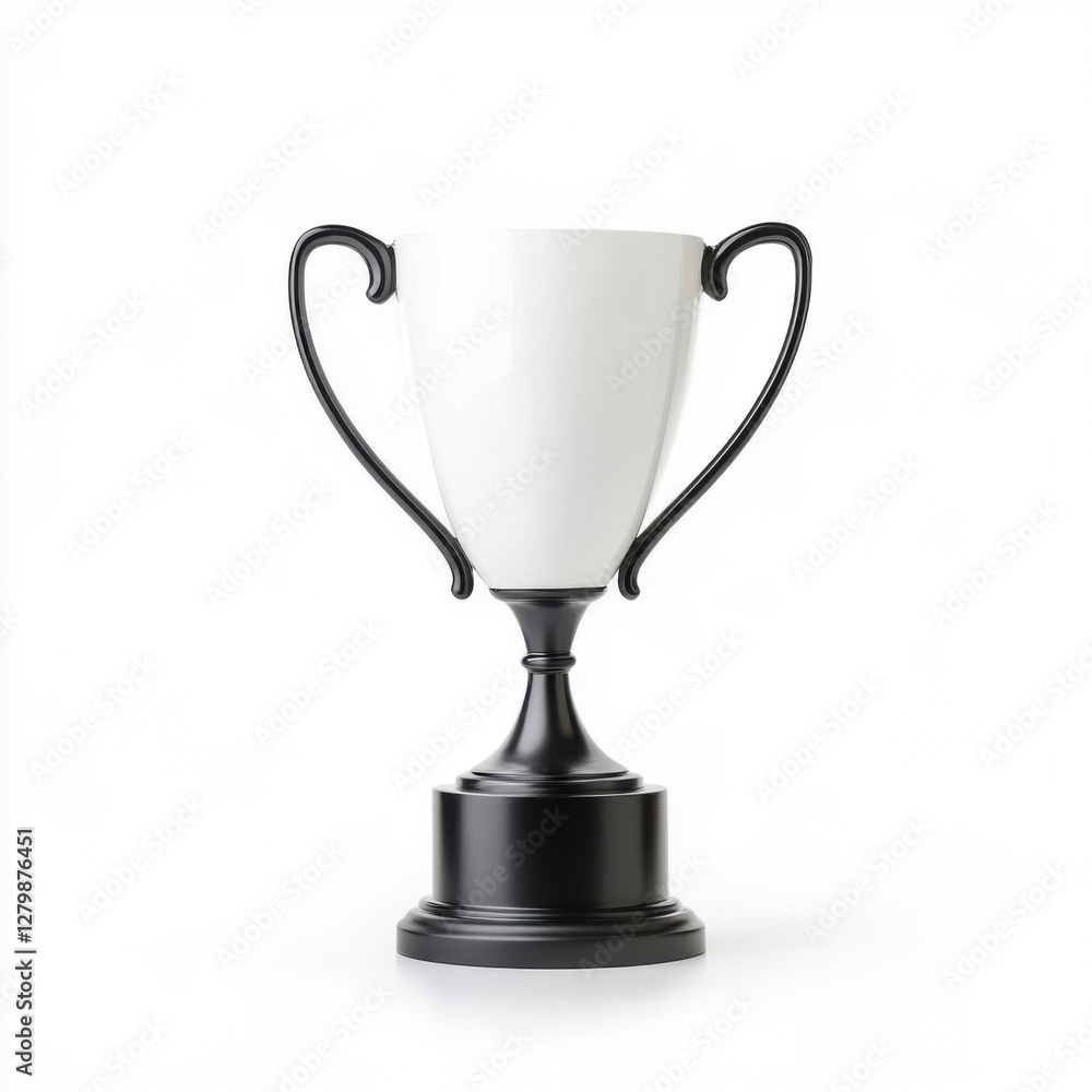 Elegant Trophy with Black Handle on White Background Ideal for Award Ceremony and Achievement Recognition Elegant Trophy with Black Handle on White Background Ideal for Award Ceremony and Achievement Recognition