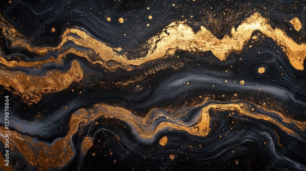 Fototapeta premium Abstract black and gold marble texture. Ideal for luxury branding, backgrounds, or art projects.