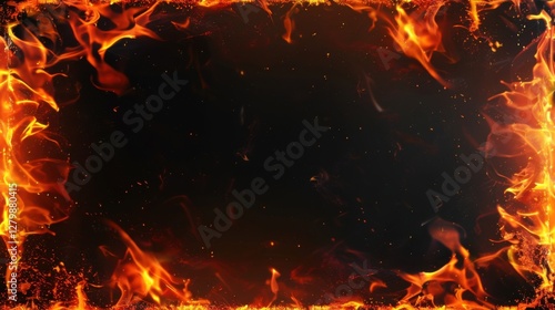 Fiery Frame with Black Background