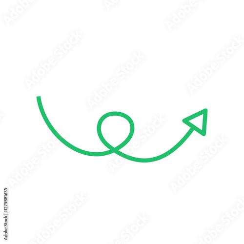 green curly arrow direction