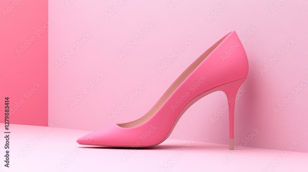 Pink high heel shoe on a pastel pink background. Pink high heel shoe on a pastel pink background.