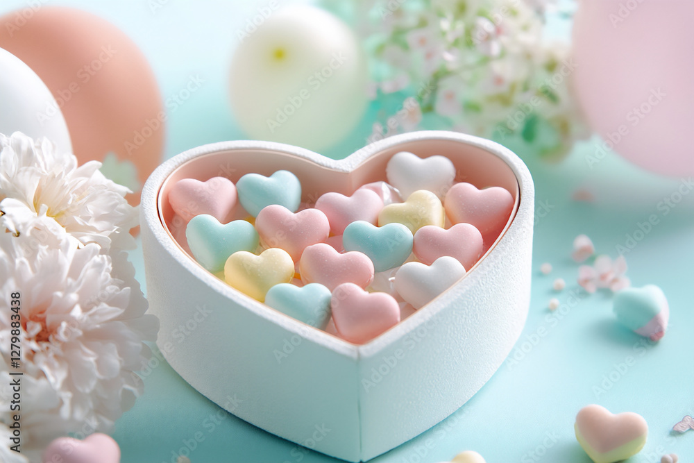 heart box with balloons heart box with balloons