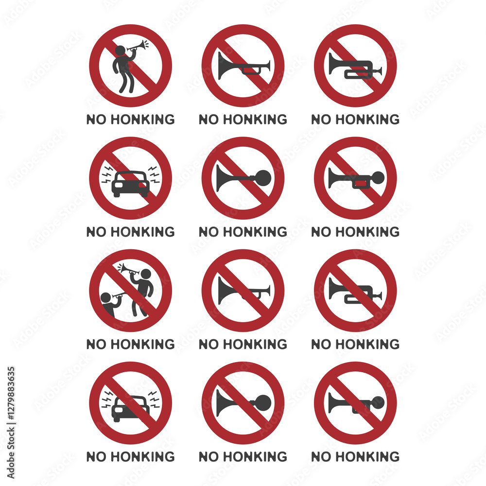 No honking allowed, flat logo No honking allowed, flat logo